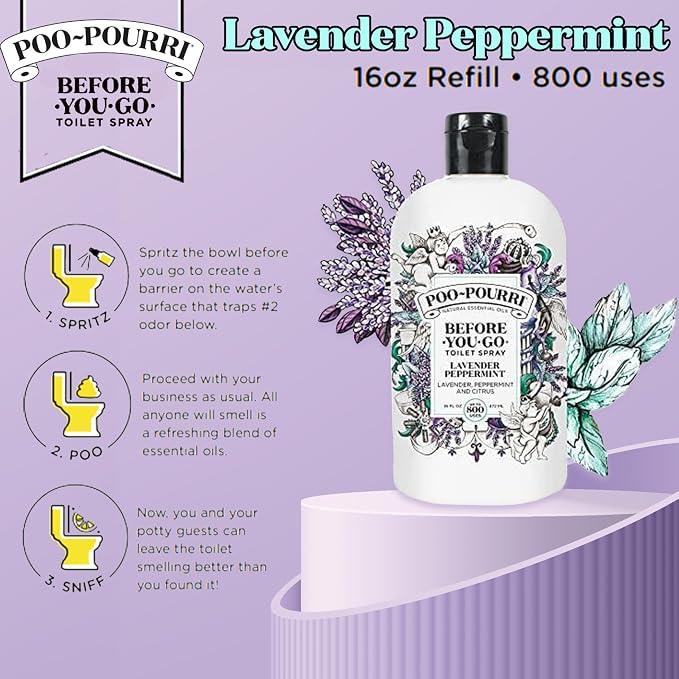 Poo-Pourri Before-You-Go Toilet Spray Refill, Lavender Peppermint, 16 Fl Oz - Image 3