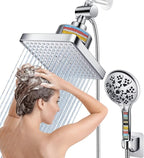Dual Filtered Rain Shower Head Combo, High Pressure 10 Modes Handheld Shower by BEEKIM