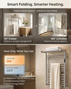 High-Density Foldable Heated Towel Rack, Smart Dual-Zone App/Voice Control - Image 3