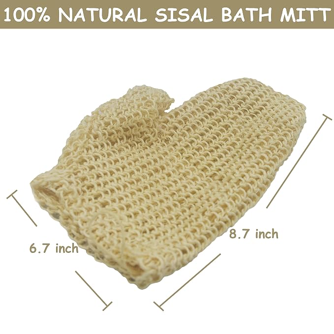 Classic Natural Sisal Bath Spa Shower Scrubber Sponge Fiber Glove Mitt Soften - Image 4