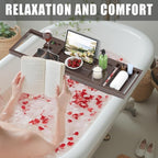Foldable Bathtub Caddy Tray for Tub, Bamboo Expandable Bath Table Trays - Image 4