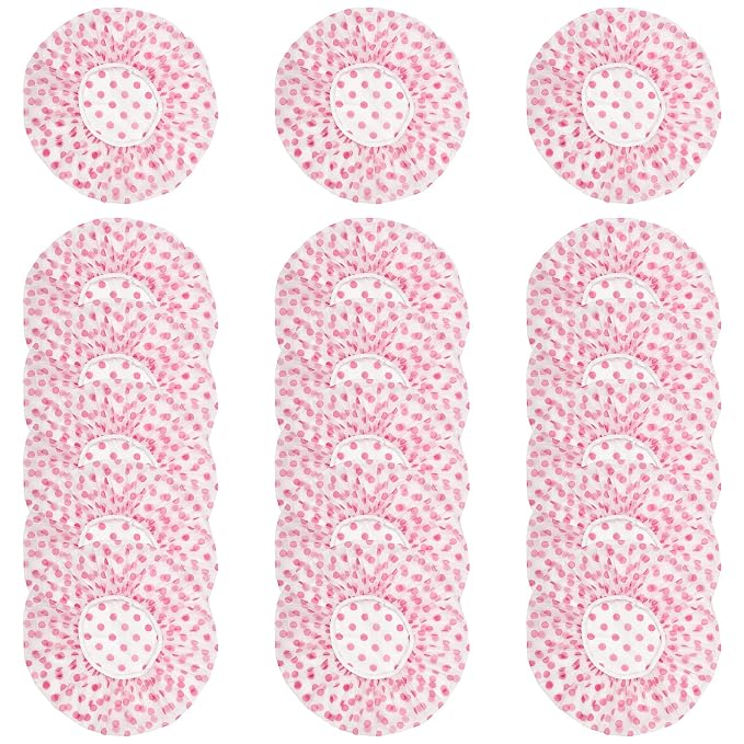 18 Pack Shower Caps for Women, Waterproof Reusable & Disposable Adjustable Bath by Unknown