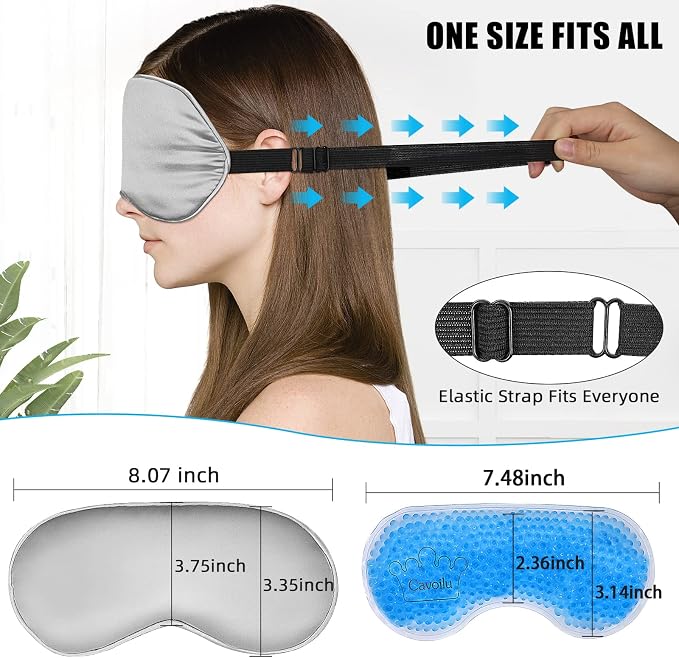 Sleep Mask w/ Cooling Gel Eye Mask, Silk Eye Mask - Image 5