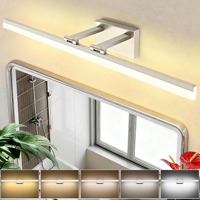 SOLFART 39.4 Inch 5 Color Temperature Dimmable Brushed Nickel Bathroom Light by SOLFART