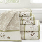 Madison Park Serene 100% Cotton Bath Towel Set Luxurious Floral Decorative - Image 2