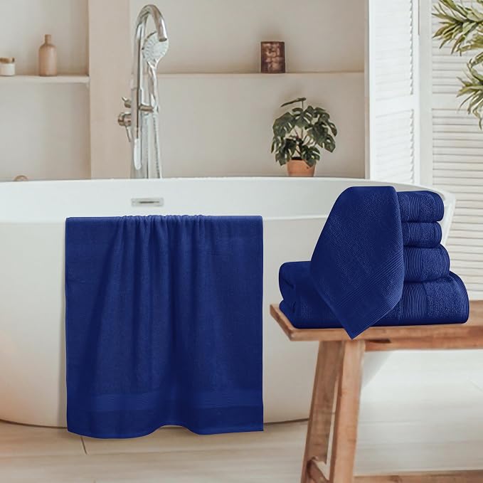 Belizzi Home 8 Piece Towel Set 100% Ring Spun Cotton, 2 Bath Towels 27x54 - Image 3