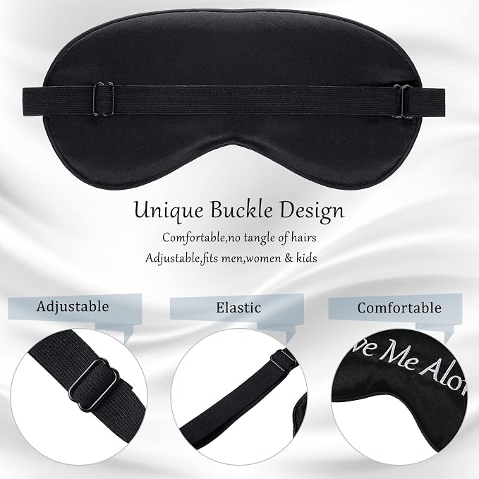Geyoga 4 Pieces Funny Eye Mask for Sleep Soft Satin Blocking Blindfold - Image 4