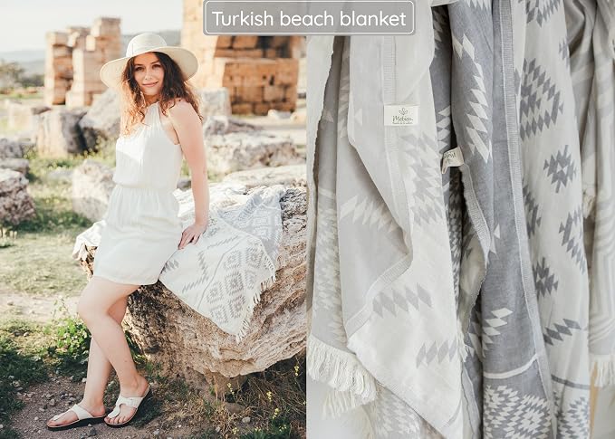 Premium 100% Cotton Turkish Towel – Vintage Light Grey, 35”x 67” – Quick Dry - Image 8