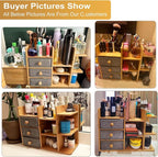 Large Makeup Organizer For Vanity, Large Capacity 3 Tiers Bamboo Bathroom - Image 9