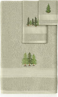 3 Pcs Rustic Pine Trees Bathroom Towel Set Farmhouse Embroidered Pine Trees by Unknown