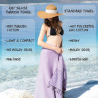 RRay Silver Turkish Beach Towel – 100% Turkish Cotton 40"x71" Quick Dry - Image 5