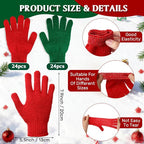 48 Pcs Red and Green Exfoliating Gloves Shower Gloves Bulk Christmas Stocking - Image 2