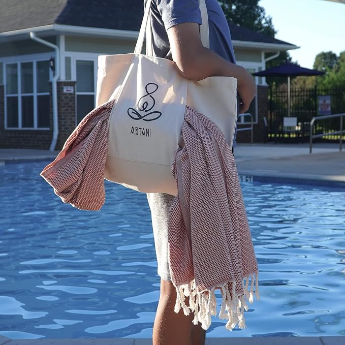 ATANI 69x35 in Oversized Turkish Beach Towel Set - Image 4