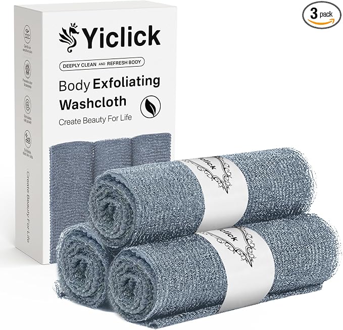 Yiclick Exfoliating Washcloth Towel- Exfoliating Body Scrubber Exfoliator by YiclickCreateBeautyforLife