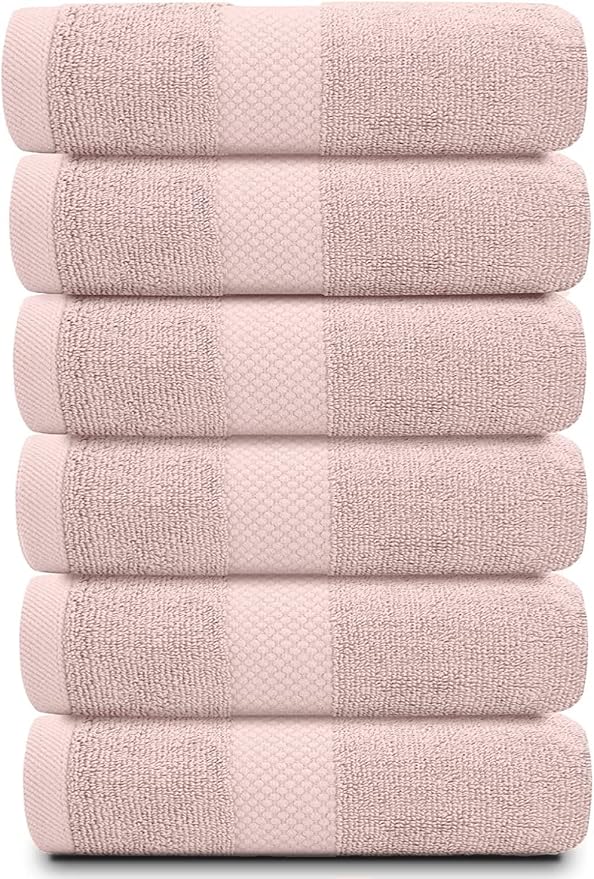 White Classic Luxury Pink Hand Towels - Image 2