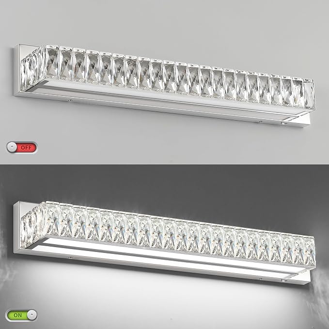 ZUZITO 30in LED Bathroom Lights Over Mirror Modern Crystal Vanity Lights Bar - Image 7