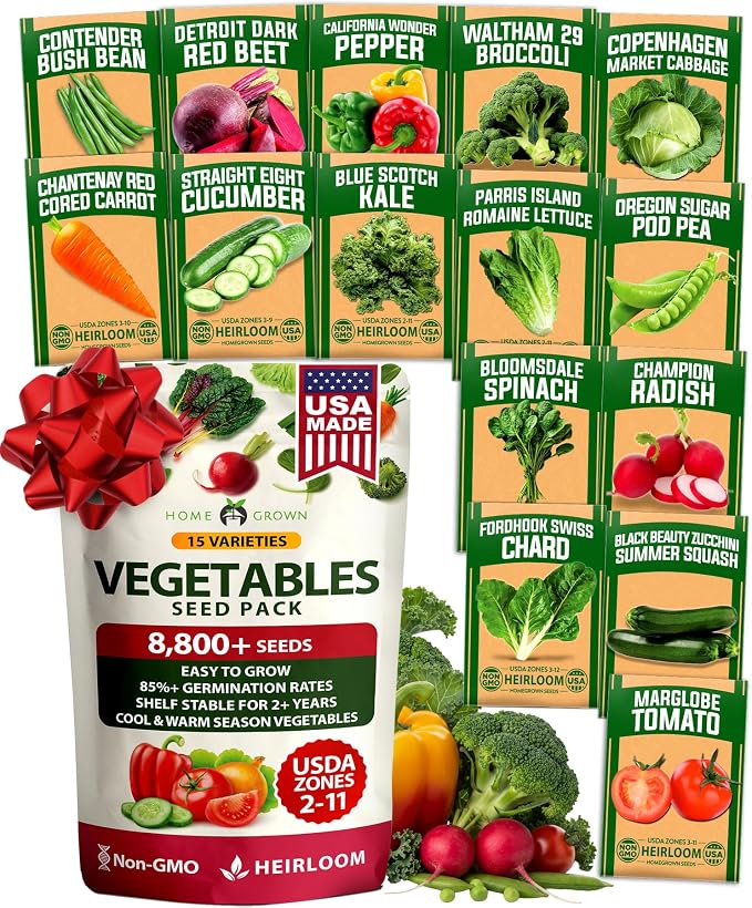 HOME GROWN 15 Variety Survival Seed Vault 7, 000+ Heirloom Non-GMO Vegetable by HOMEGROWN