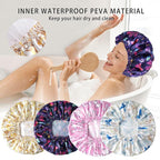 Shower Cap for Women, Double Layers Shower Caps Reusable Waterproof, Bathing - Image 8