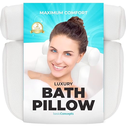 BASIC CONCEPTS Bathtub Pillow for Neck and Back Support by BASICCONCEPTS