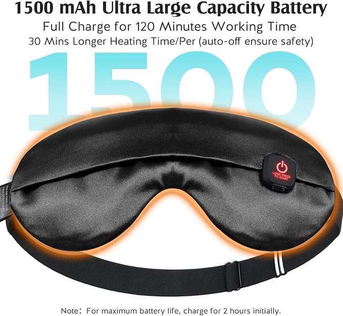 YFONG Cordless Heated Eye Mask for Dry Eyes, Warm Eye Compress for Stye - Image 4
