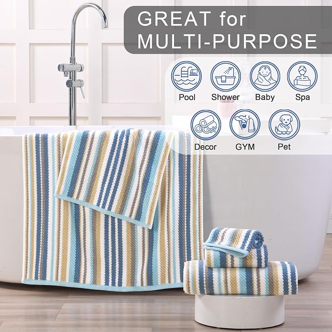 Blue Striped Hand Towels Set - Image 5