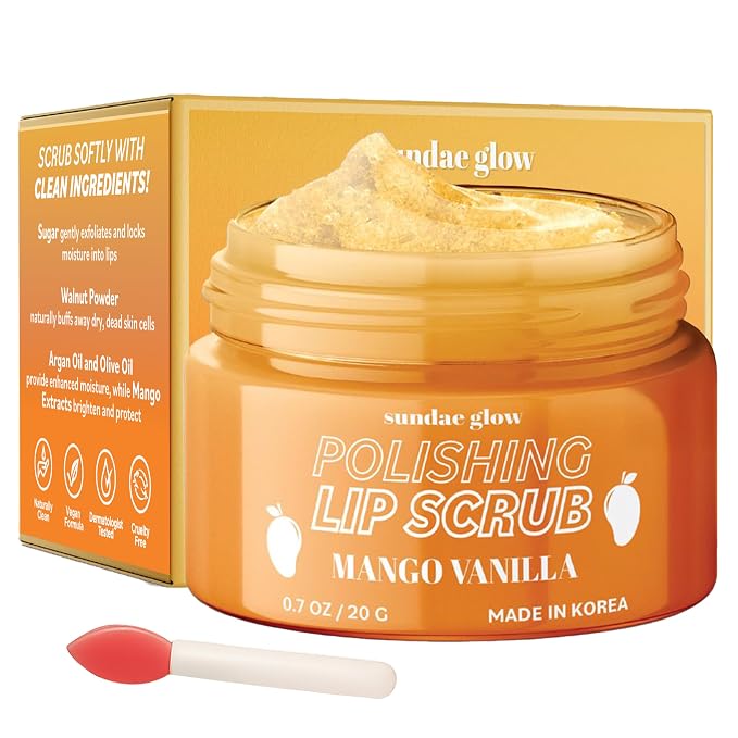 Lip Scrub with Mango Vanilla – Exfoliates, Hydrates & Repairs – Smooths by Unknown