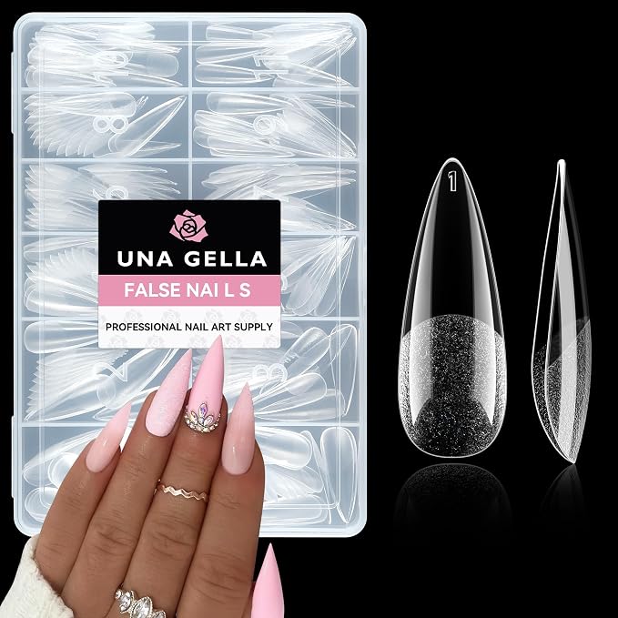 UNA GELLA Long Stiletto Gel Nail Tips: 216pcs Halloween Stiletto Almond Fake by UNAGELLA