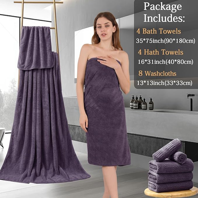 Ycosy 4 Pack Extra Large Microfiber Bath Towels Set, 35x70 inches, Less Lint - Image 7