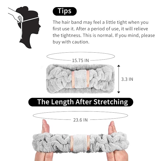 DOOBO 6pcs Microfiber Hairband, Fluffy Face Wash Headbands - Image 4