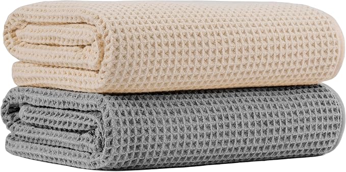 MICROFI New Microfiber Waffle Bath Towels, 2 Pieces, Fast Drying, Lint Free 430 by Unknown