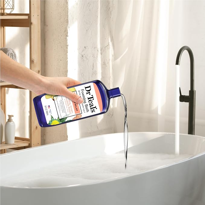 Dr Teal's Foaming Bath with Pure Epsom Salt, Stress Relief with Ginseng & Ginger - Image 5