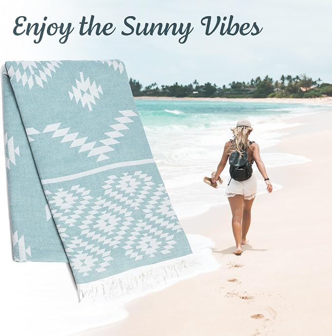 Turkish Beach Towel – 100% Cotton, Quick Dry, Lightweight, Oversized Beach Towel - Image 6