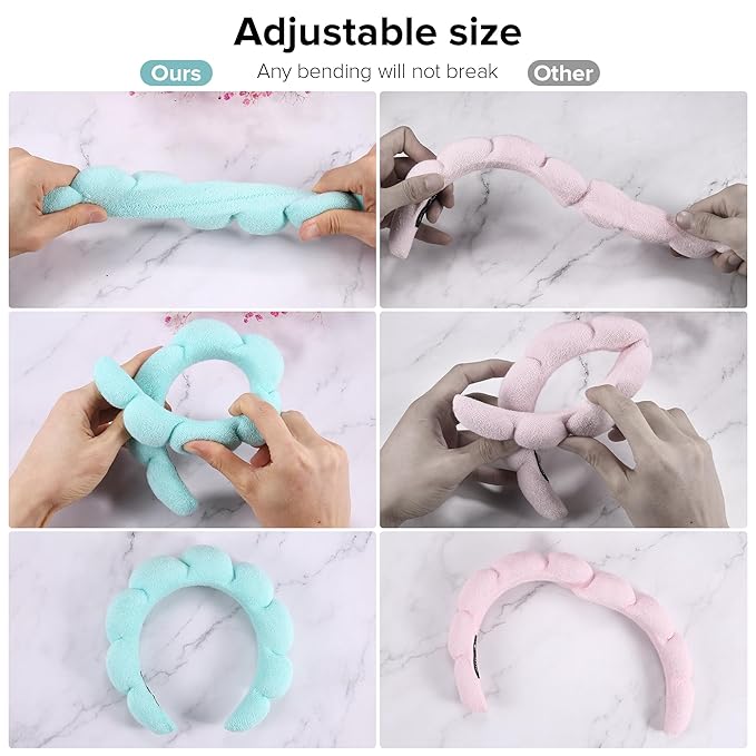 Ztomine Spa Headbands for Washing Face or Facial, Terry Cloth Headband Wash - Image 4