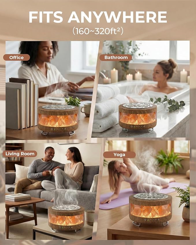 Essential Oil Diffuser with Himalayan Salt Lamp, 350ml Ultrasonic Aromatherapy - Image 7