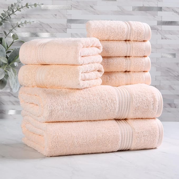 Superior Egyptian Cotton 8-Piece Towel Set, Guest Bath Decor Essentials by SUPERIOR