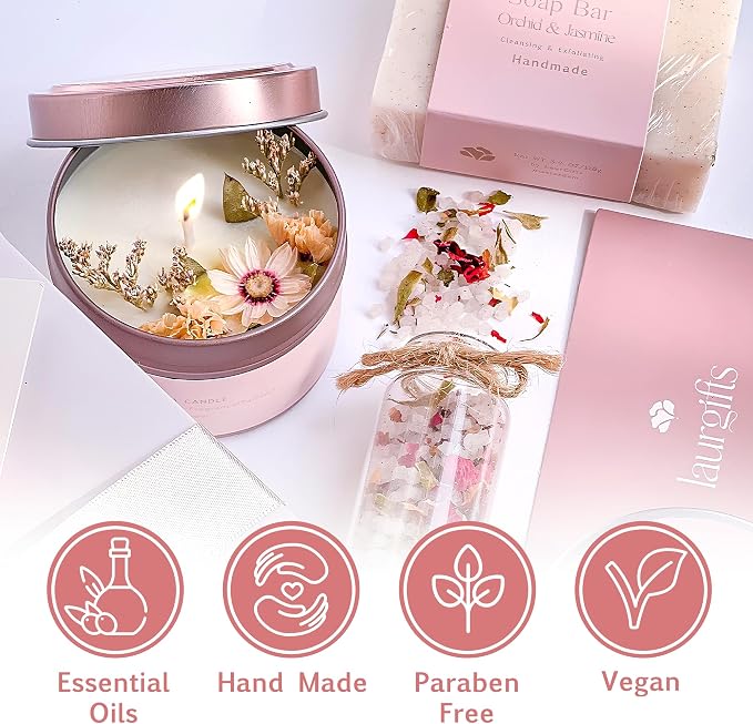 Birthday Gifts for Women – Mothers Day Spa Gift Basket, Luxury Candle Set & - Image 4