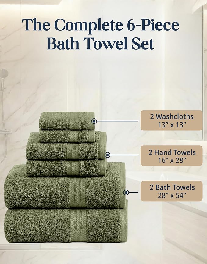 LANE LINEN Luxury Cotton Bath Towel Pack of 6 - Image 4