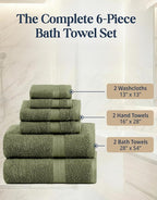 LANE LINEN Luxury Cotton Bath Towel Pack of 6 - Image 4