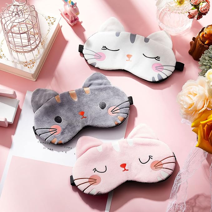 Haysandy 3 Pieces Sleep Mask for Kids Girls Cute Cat Sleeping Eye Cover Soft - Image 7