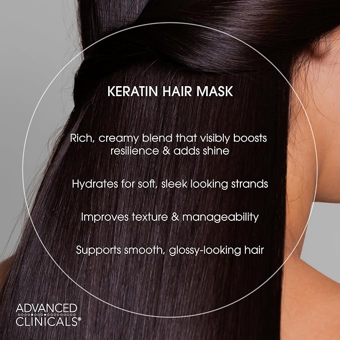 Advanced Clinicals Keratin Hair Mask Treatment, 12 Fl Oz, - Image 3