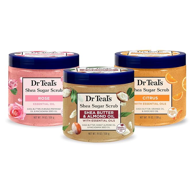 Dr Teal's Shea Sugar Scrub Trial Pack, Shea Butter, Citrus 19 oz by DrTeals