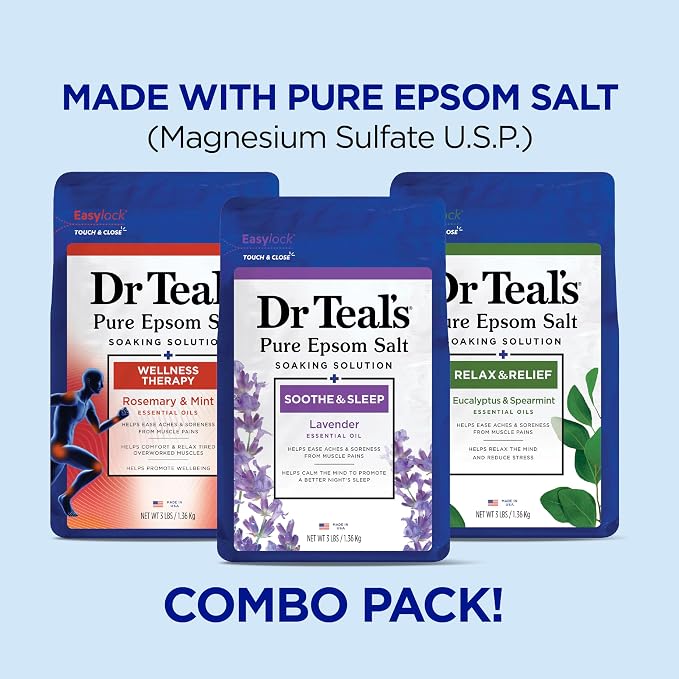 Dr Teal's Pure Epsom Salt, Eucalyptus & Wellness Trio Bundle, 3 lbs - Image 3