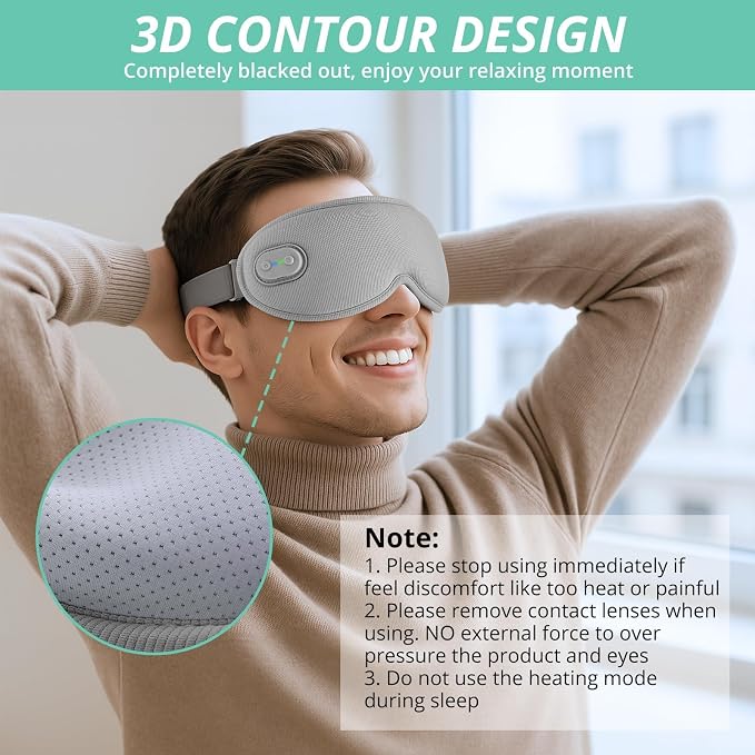 VINTEAM Cordless Heated Eye Mask – 3D Design - Image 3