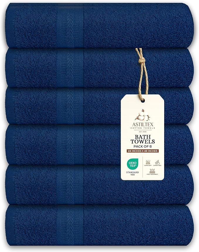 Medium Bath Towels Pack of 6 – 24x48 Inches – Soft, Quick Dry & Highly by ASTILTEXCottonTowels