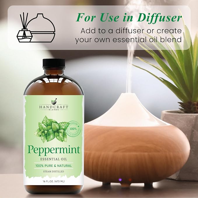 Handcraft Blends Peppermint Essential Oil in Glass Bottle – Huge 16 Fl Oz – - Image 4