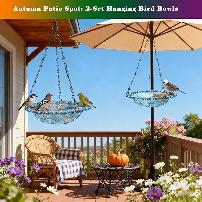 2 Pack Super Value Hanging Plastic Bird Baths and Feeders - Image 4