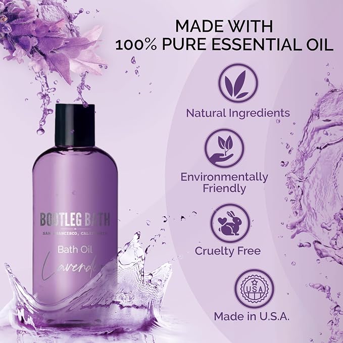 Lavender Bath Oil with Marula, and Jojoba Oils, Chamomile Extract, and 100% - Image 3
