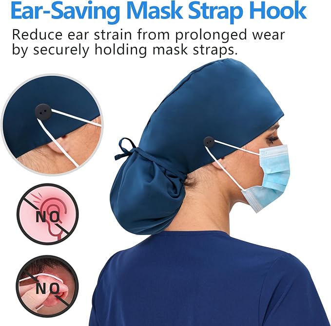 Satin Lined Scrub Cap, Adjustable Surgical Cap - Image 3