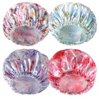 4 PCS Shower Caps for Women, Printing Bath Caps, Double Layers Shower Cap by CHFONGDIRECT
