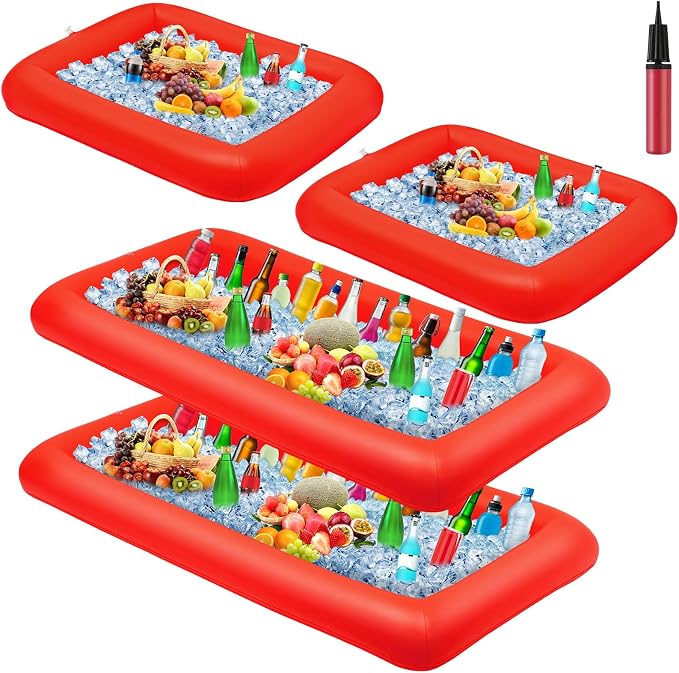 Leitee 4 Pcs Inflatable Ice Serving Bars Buffet Serving Tray Drink Cooler by Leitee
